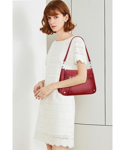 Leather Crossbody Bags for Women Small Hobo Purses Ladies Shoulder Bag Wine Red $31.89 Crossbody Bags