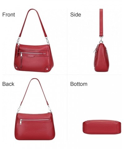 Leather Crossbody Bags for Women Small Hobo Purses Ladies Shoulder Bag Wine Red $31.89 Crossbody Bags