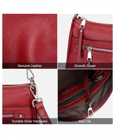 Leather Crossbody Bags for Women Small Hobo Purses Ladies Shoulder Bag Wine Red $31.89 Crossbody Bags