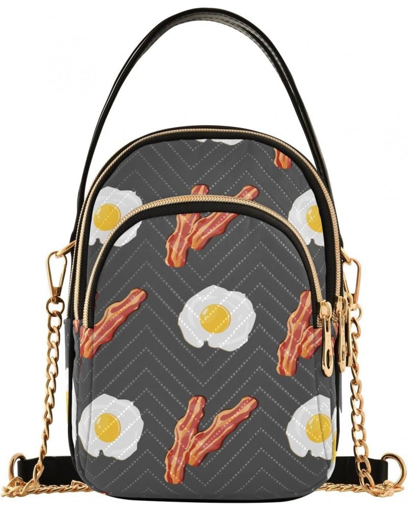 Fried Eggs Bacon Crossbody Bags for Women Small Chain Shoulder Bag Purses Hand Bags for Travel Work Gifts $12.48 Shoulder Bags