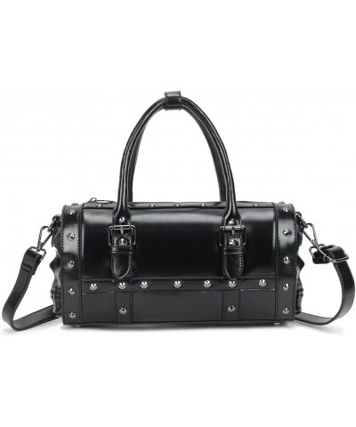 Women Studded Handbag Skull Satchel Gothic Shoulder Bag Bucket bags Purse Black $37.70 Totes