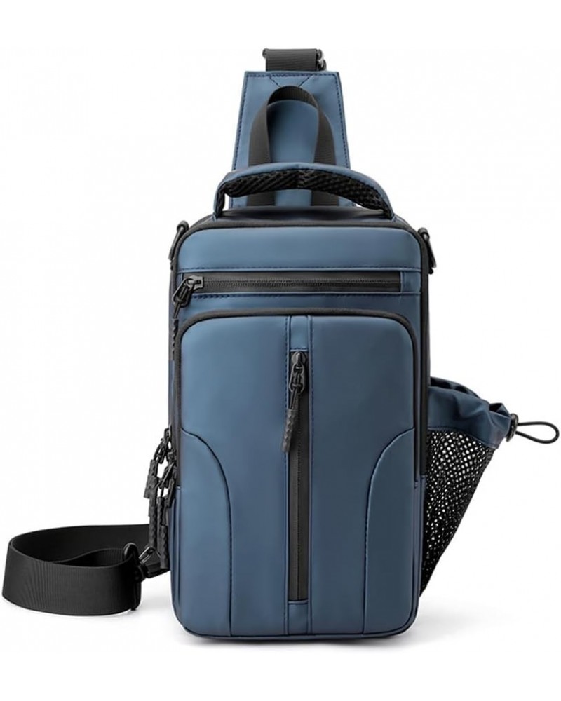 Nylon Messenger Bag with USB Charging Port Waterproof Crossbody Sling Bag Travel Chest Bags Casual Daypack for Man B Navy $31...