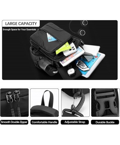 Nylon Messenger Bag with USB Charging Port Waterproof Crossbody Sling Bag Travel Chest Bags Casual Daypack for Man B Navy $31...