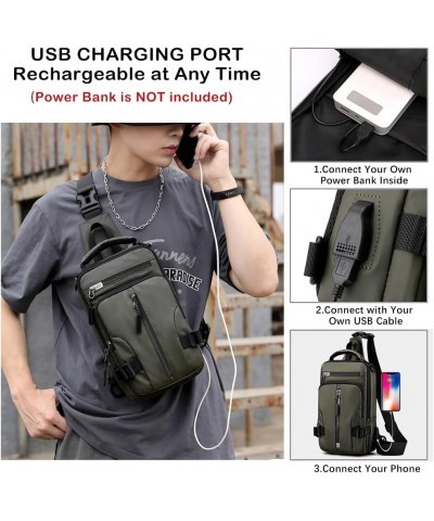 Nylon Messenger Bag with USB Charging Port Waterproof Crossbody Sling Bag Travel Chest Bags Casual Daypack for Man B Navy $31...