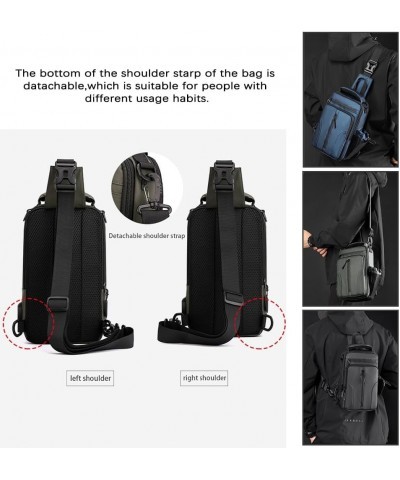 Nylon Messenger Bag with USB Charging Port Waterproof Crossbody Sling Bag Travel Chest Bags Casual Daypack for Man B Navy $31...