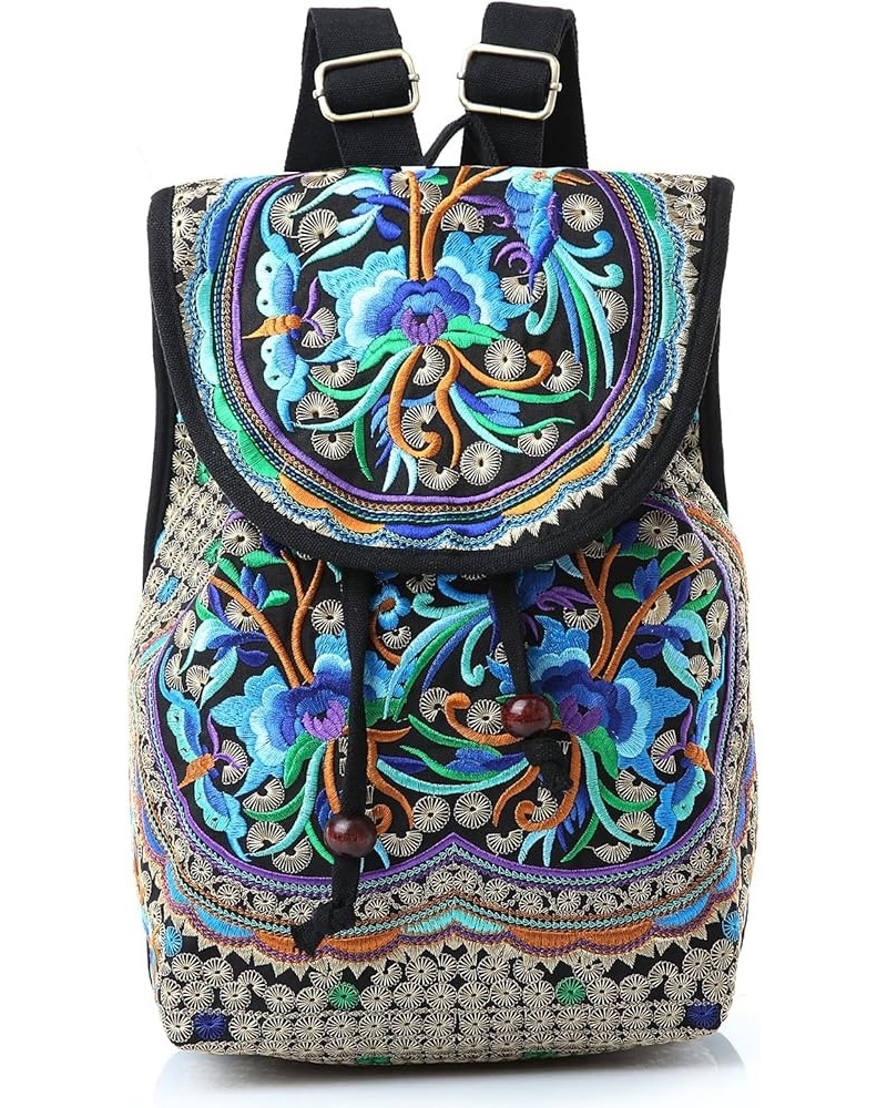 Embroidered Backpack Purse for Women, Boho Elegance Vintage Ethnic Floral Shoulder Handbag (Pink) Blue Plus $11.01 Backpacks