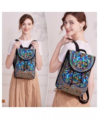 Embroidered Backpack Purse for Women, Boho Elegance Vintage Ethnic Floral Shoulder Handbag (Pink) Blue Plus $11.01 Backpacks