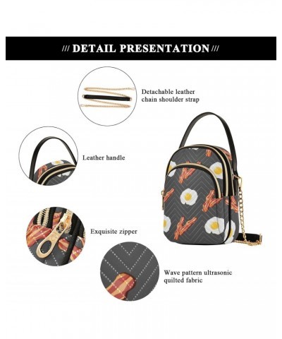 Fried Eggs Bacon Crossbody Bags for Women Small Chain Shoulder Bag Purses Hand Bags for Travel Work Gifts $12.48 Shoulder Bags