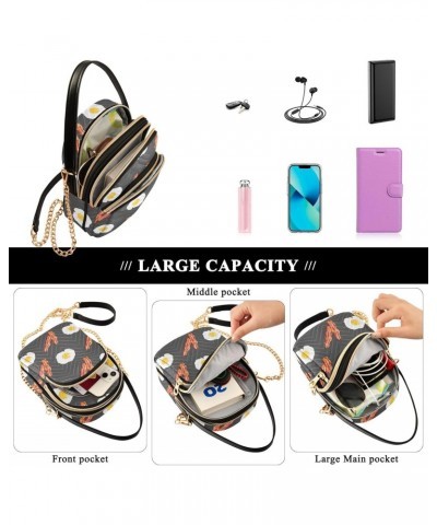 Fried Eggs Bacon Crossbody Bags for Women Small Chain Shoulder Bag Purses Hand Bags for Travel Work Gifts $12.48 Shoulder Bags