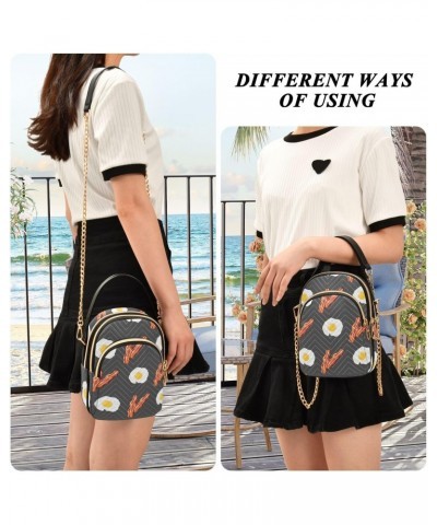 Fried Eggs Bacon Crossbody Bags for Women Small Chain Shoulder Bag Purses Hand Bags for Travel Work Gifts $12.48 Shoulder Bags