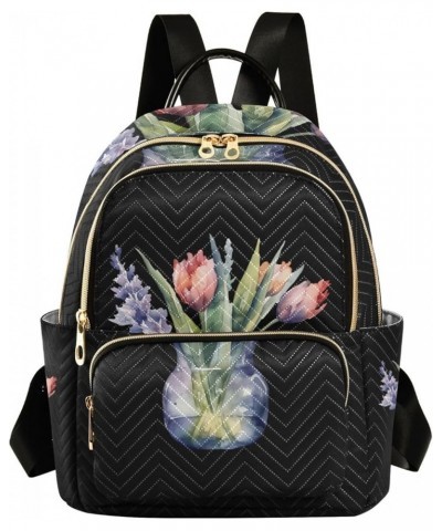 Small Floral Fashionable Backpack, Backpack Casual Daypack, Womens Travel Backpack, S Watercolor Tulip Flower Small $18.35 Ba...