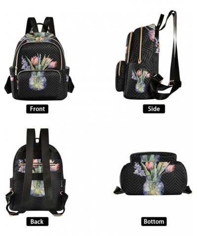 Small Floral Fashionable Backpack, Backpack Casual Daypack, Womens Travel Backpack, S Watercolor Tulip Flower Small $18.35 Ba...