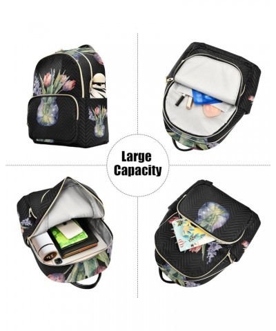 Small Floral Fashionable Backpack, Backpack Casual Daypack, Womens Travel Backpack, S Watercolor Tulip Flower Small $18.35 Ba...