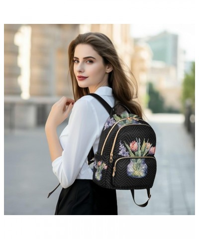 Small Floral Fashionable Backpack, Backpack Casual Daypack, Womens Travel Backpack, S Watercolor Tulip Flower Small $18.35 Ba...