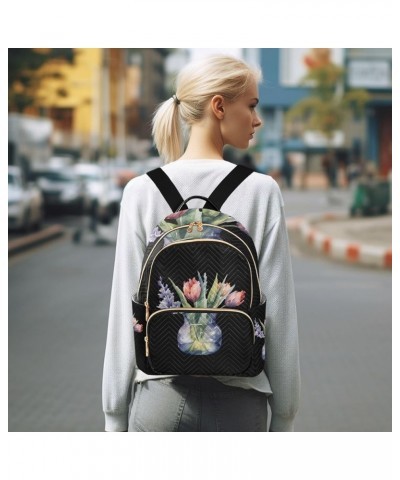 Small Floral Fashionable Backpack, Backpack Casual Daypack, Womens Travel Backpack, S Watercolor Tulip Flower Small $18.35 Ba...