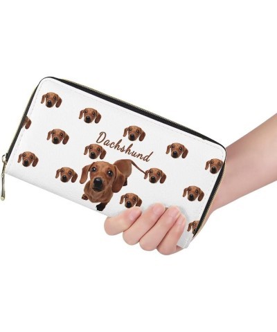 Chicken Floral Printed Women Wallet PU Leather Zip Around Long Clutch Large Capacity Mezzanine Card Slots Phone Purse Dachshu...