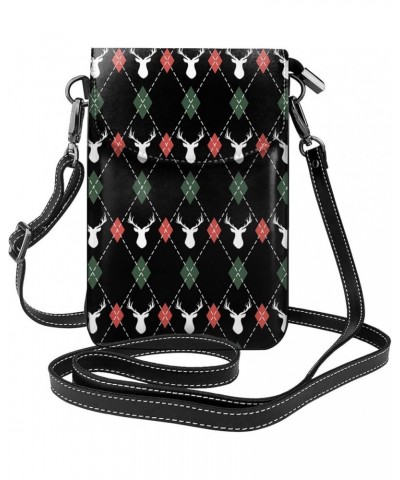 Crossbody Phone Bags for Women Leather Cell Phone Purse Lightweight Cell Phone Wallet Christmas Plaid Deer $18.28 Shoulder Bags