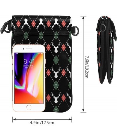 Crossbody Phone Bags for Women Leather Cell Phone Purse Lightweight Cell Phone Wallet Christmas Plaid Deer $18.28 Shoulder Bags