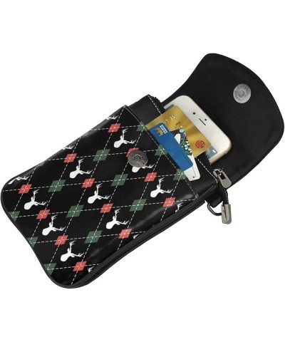 Crossbody Phone Bags for Women Leather Cell Phone Purse Lightweight Cell Phone Wallet Christmas Plaid Deer $18.28 Shoulder Bags