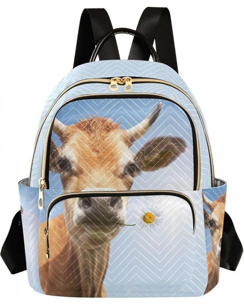 Cows on Plaid Background Backpack Purse for Women Lightweight Back Pack Casual Daypack Travel Shoulder Bag Bookbag - M Medium...