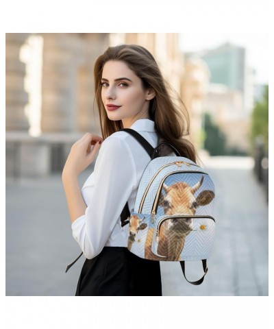 Cows on Plaid Background Backpack Purse for Women Lightweight Back Pack Casual Daypack Travel Shoulder Bag Bookbag - M Medium...