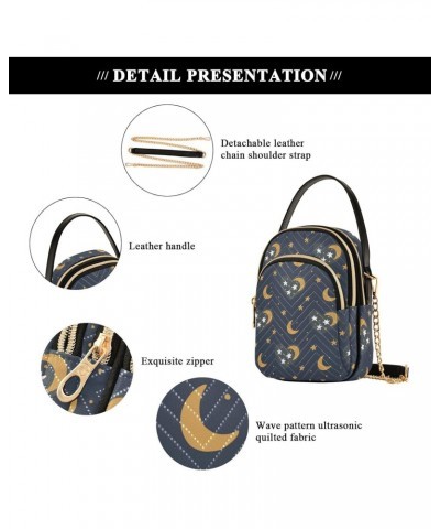 Hearts Moon Stars Women's Crossbody Handbags Quilted Shoulder Bag with Chain Strap Cute Cartoon Trendy Cross Body Cell Phone ...