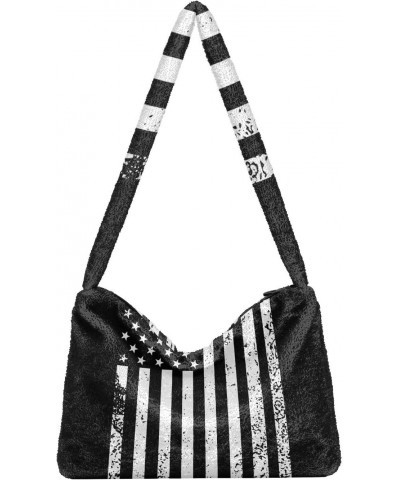 4th of July Women Boho Handbag Stars Stripes Hockey Stick Underarm Bag Tote Bag Shoulder Bag Crossbody Bag Fluffy Cell Phone ...