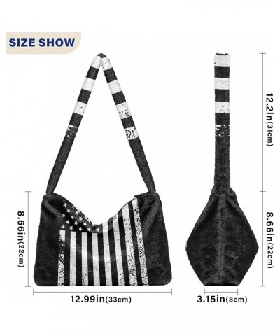 4th of July Women Boho Handbag Stars Stripes Hockey Stick Underarm Bag Tote Bag Shoulder Bag Crossbody Bag Fluffy Cell Phone ...