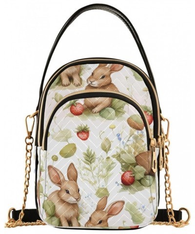 Bunnies Strawberry Small Crossbody Bags for Women Cell Phone Shoulder Purse Handbags Wallet 21217927 $13.72 Crossbody Bags