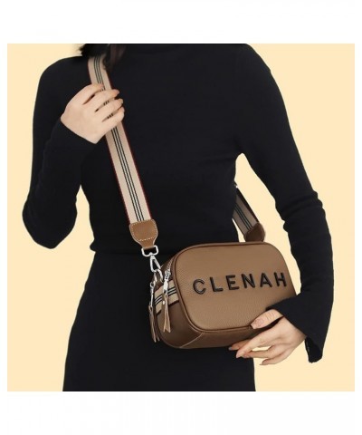 Women Leather Shoulder Bag Letter Print Tote Bag Casual Portable Adjustable Strap Crossbody Bag Khaki $11.24 Totes