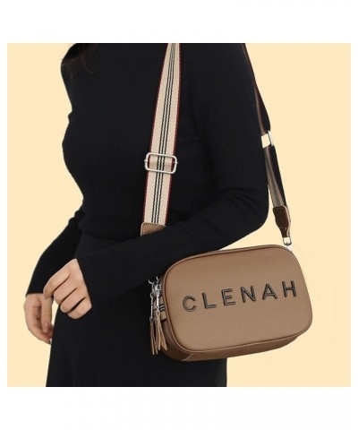 Women Leather Shoulder Bag Letter Print Tote Bag Casual Portable Adjustable Strap Crossbody Bag Khaki $11.24 Totes