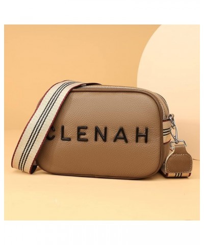 Women Leather Shoulder Bag Letter Print Tote Bag Casual Portable Adjustable Strap Crossbody Bag Khaki $11.24 Totes