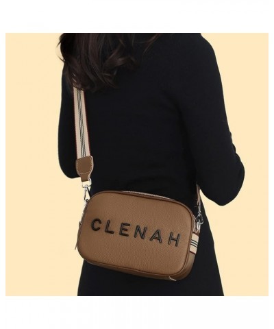 Women Leather Shoulder Bag Letter Print Tote Bag Casual Portable Adjustable Strap Crossbody Bag Khaki $11.24 Totes