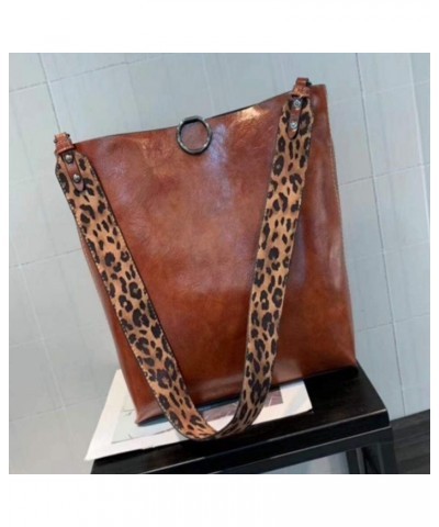 Women 2Pcs Leopard Print Shoulder Bag Set PU Leather Satchel Totes Handbag Purse Coffee Brown $25.31 Totes