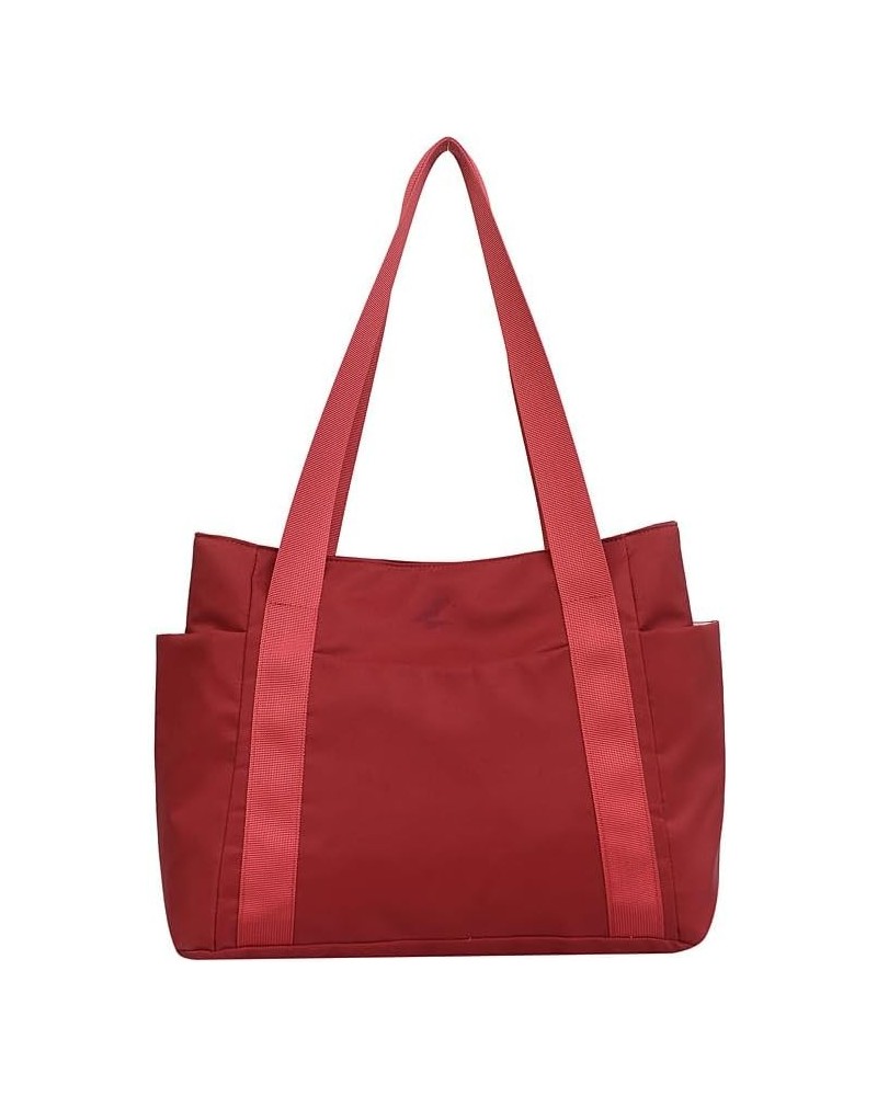 Multi Pockets Canvas Tote Bag for Women Carry Everything Tote Bag with Compartments Tote Handbag Mommy Bag (Khaki) Red $13.65...