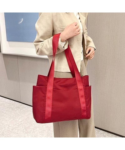 Multi Pockets Canvas Tote Bag for Women Carry Everything Tote Bag with Compartments Tote Handbag Mommy Bag (Khaki) Red $13.65...