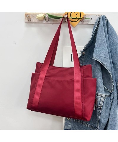 Multi Pockets Canvas Tote Bag for Women Carry Everything Tote Bag with Compartments Tote Handbag Mommy Bag (Khaki) Red $13.65...