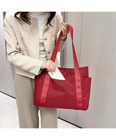 Multi Pockets Canvas Tote Bag for Women Carry Everything Tote Bag with Compartments Tote Handbag Mommy Bag (Khaki) Red $13.65...