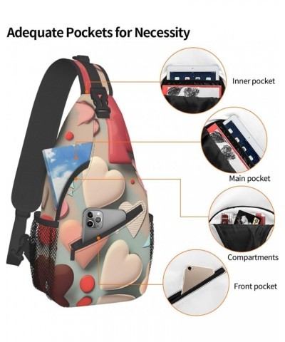 Love Pattern Bag Crossbody Travel Hiking Bags Mini Chest Backpack Casual Shoulder Daypack For Women Men Lightweight $19.75 Cr...