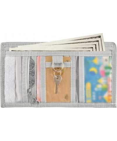 Blue Leaves Trifold Wallet Fabric Wallet Small Nylon Wallet Card Wallet with Lanyard $9.68 Wallets