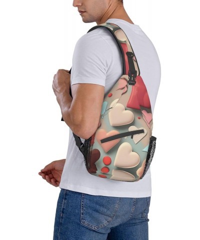 Love Pattern Bag Crossbody Travel Hiking Bags Mini Chest Backpack Casual Shoulder Daypack For Women Men Lightweight $19.75 Cr...