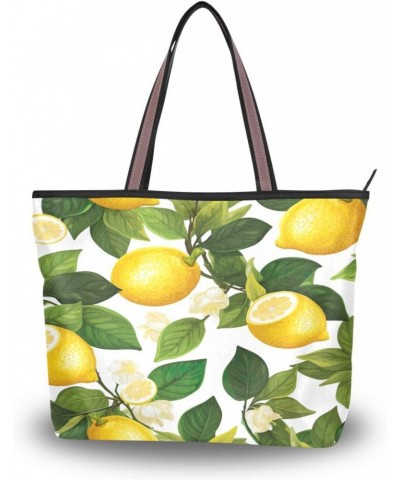 Women Tote Bags Lemon Yellow Top Handle Satchel Handbags Shoulder Bag for Shopping 20848519 $8.82 Satchels