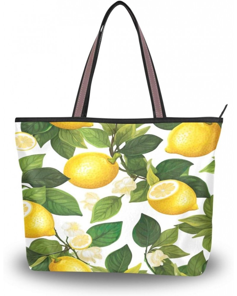 Women Tote Bags Lemon Yellow Top Handle Satchel Handbags Shoulder Bag for Shopping 20848519 $8.82 Satchels