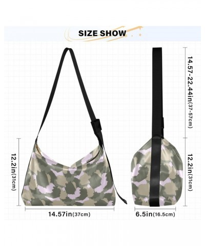 Leather Crossbody Bag for Man and Women Green Camouflage PU Leather Satchel Adjustable Shoulder Strap Waterproof and Durable ...