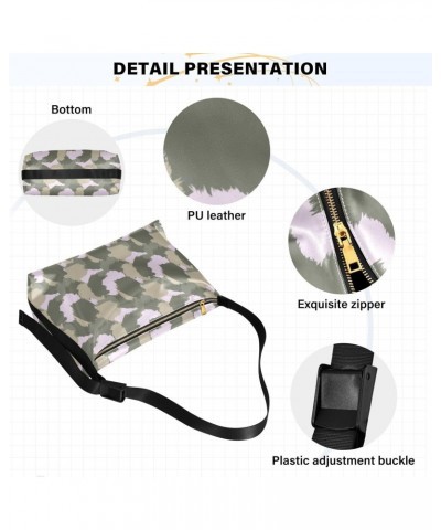 Leather Crossbody Bag for Man and Women Green Camouflage PU Leather Satchel Adjustable Shoulder Strap Waterproof and Durable ...