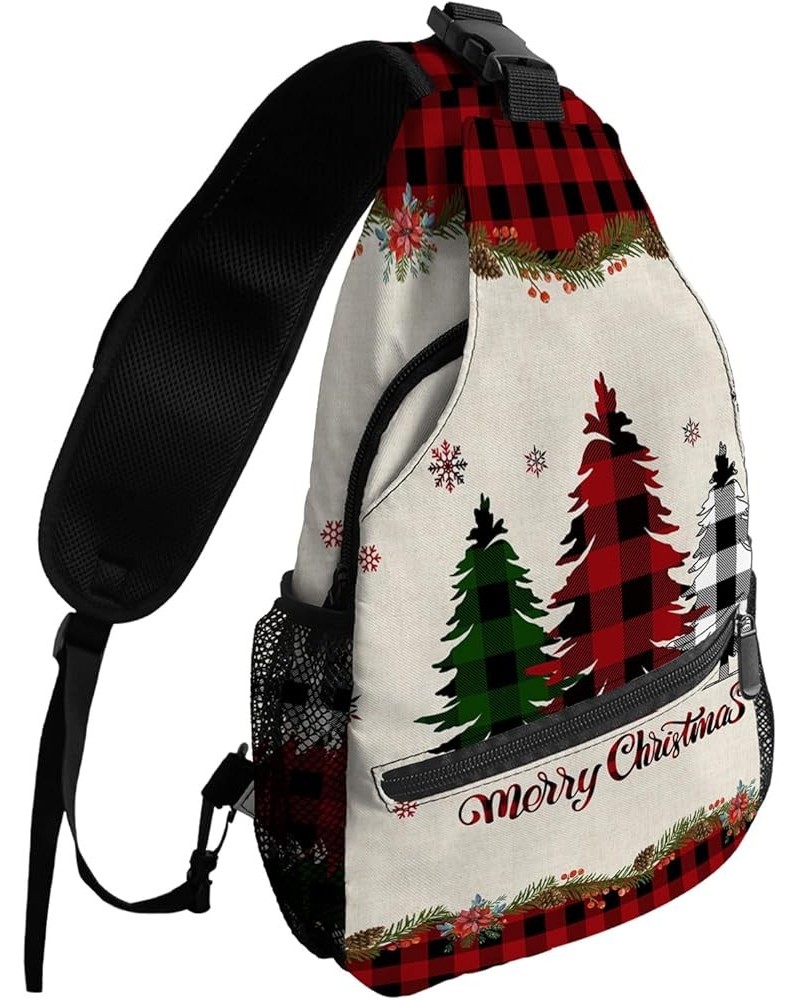 Sling Backpack, Crazy Santa Claus Streaking in the Snowfield Waterproof Lightweight Small Sling Bag, Travel Chest Bag Crossbo...