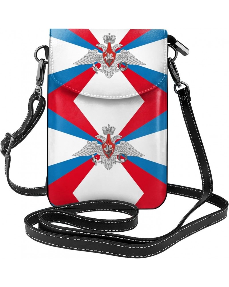 Women Russian Federation Ministry Defence Flag Crossbody Cell Phone Purse Leather Phone Bag Wallet Shoulder Bag $13.45 Crossb...