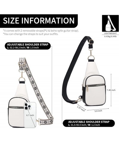 Sling Bag for Women with 2 Straps Crossbody Bags for Women Fanny Packs Cross Body Purses Travel Chest Bag 12 White-black With...