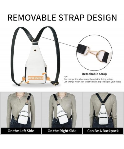 Sling Bag for Women with 2 Straps Crossbody Bags for Women Fanny Packs Cross Body Purses Travel Chest Bag 12 White-black With...