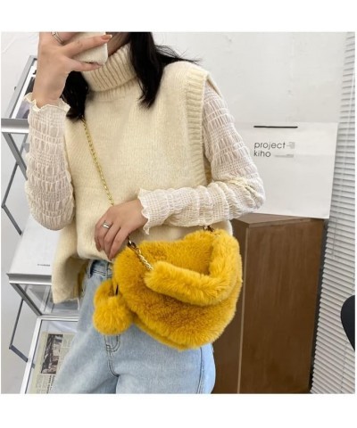 Plush bag personality love shoulder handbag cute large-capacity crossbody bag (Yellow) Yellow $11.06 Shoulder Bags